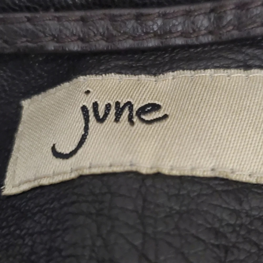 June dark brown leather hooded zip jacket women’s size medium - Picture 7 of 10